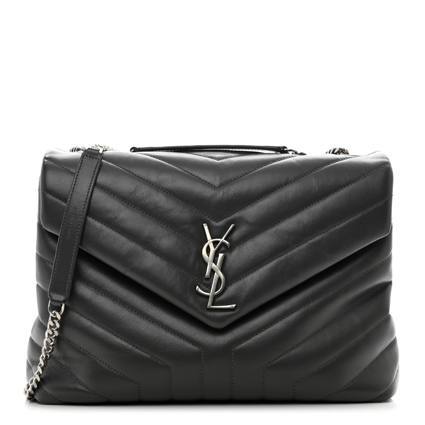 Calfskin Y Quilted Monogram Medium Loulou Chain Satchel Asphalt