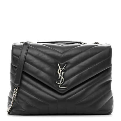 Saint Laurent Calfskin Y Quilted Monogram Medium Loulou Chain Satchel Asphalt 1 of 11