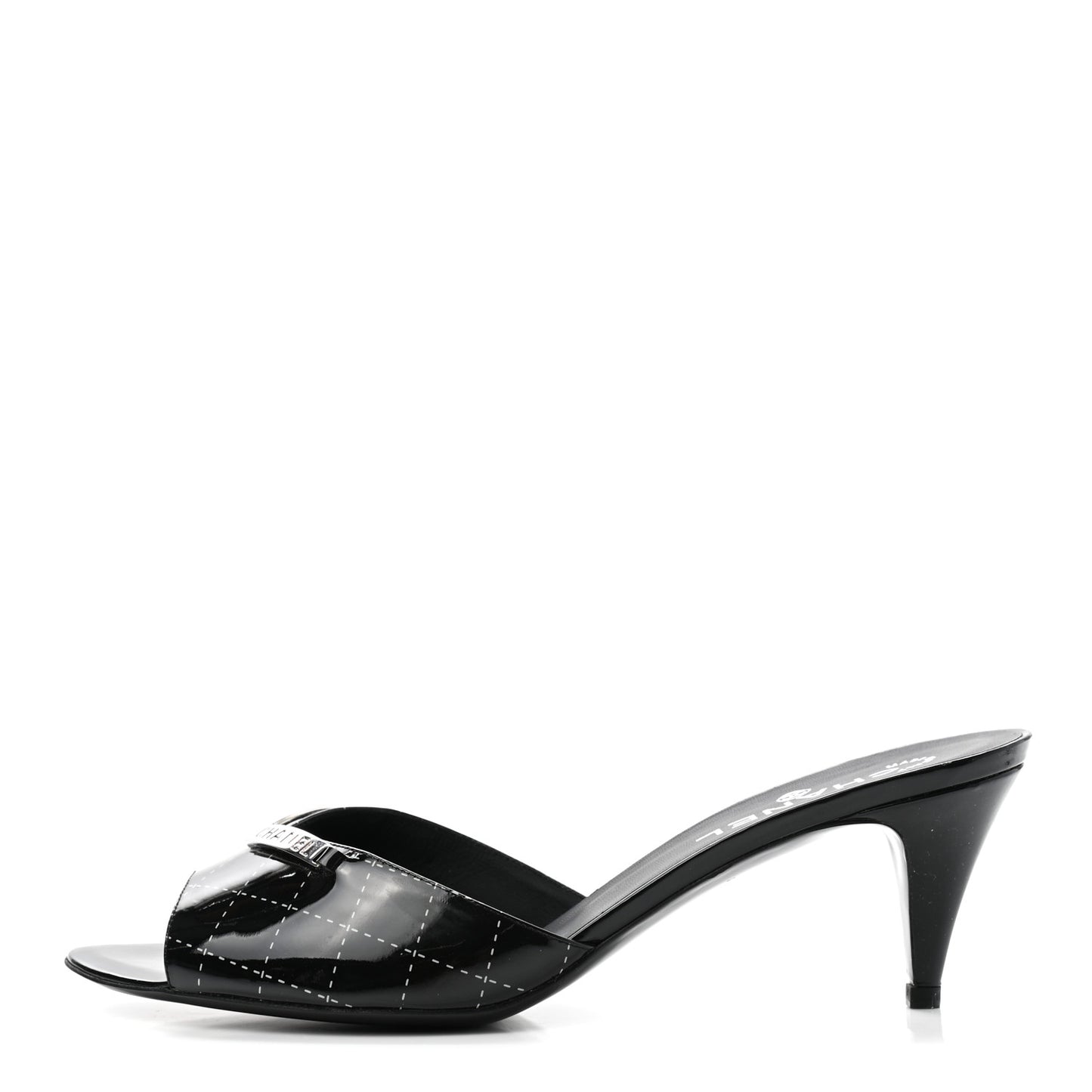Patent Printed Mule Sandals 41 Black