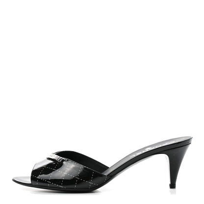 Chanel Patent Printed Mule Sandals 41 Black 1 of 8