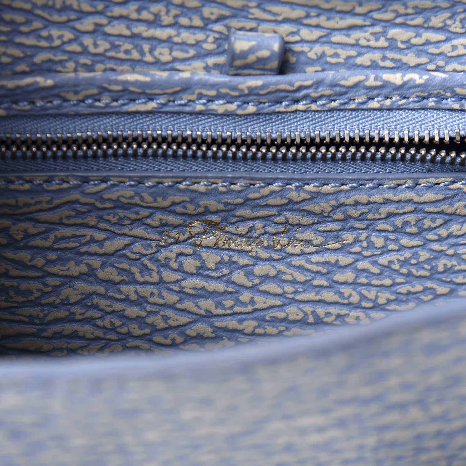 3.1 Phillip Lim 3.1 Textured Calfskin Mini Pashli Satchel Blue Ivory 8 of 10