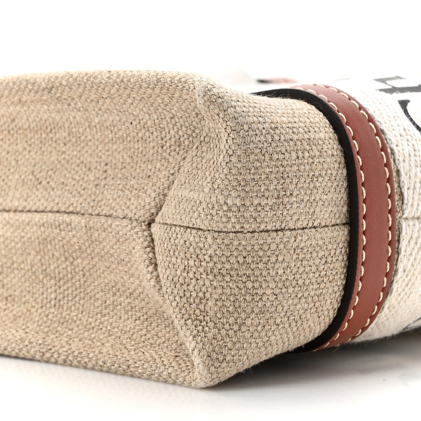 Cotton Calfskin Mini Woody Ribbon Tote White Brown
