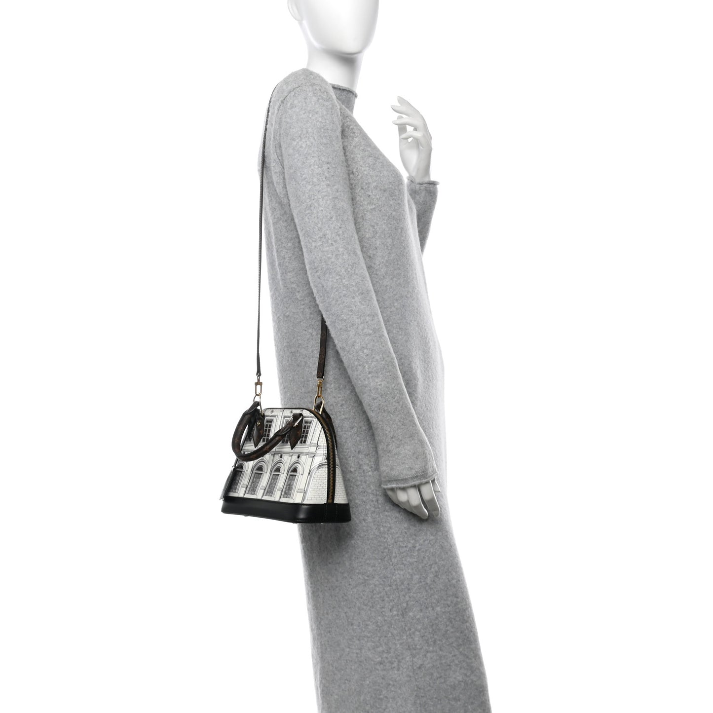 X FORNASETTI Calfskin Architettura Alma BB Black White