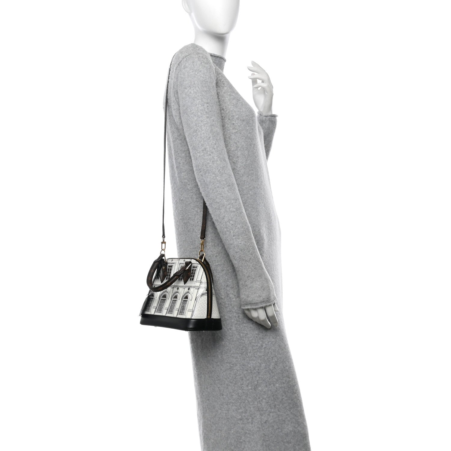 Louis Vuitton X FORNASETTI Calfskin Architettura Alma BB Black White 2 of 10