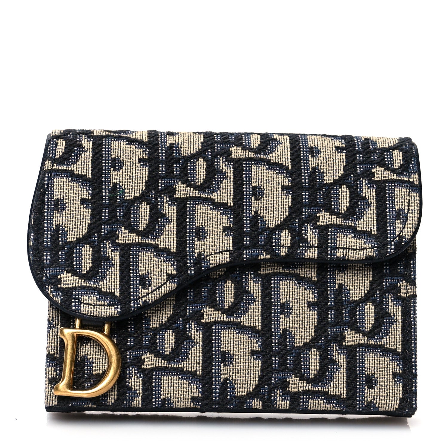 Christian Dior Oblique Saddle Card Holder Blue 1 of 8