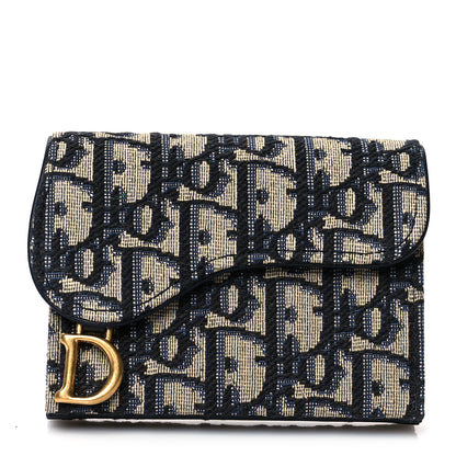 Christian Dior Oblique Saddle Card Holder Blue 1 of 8