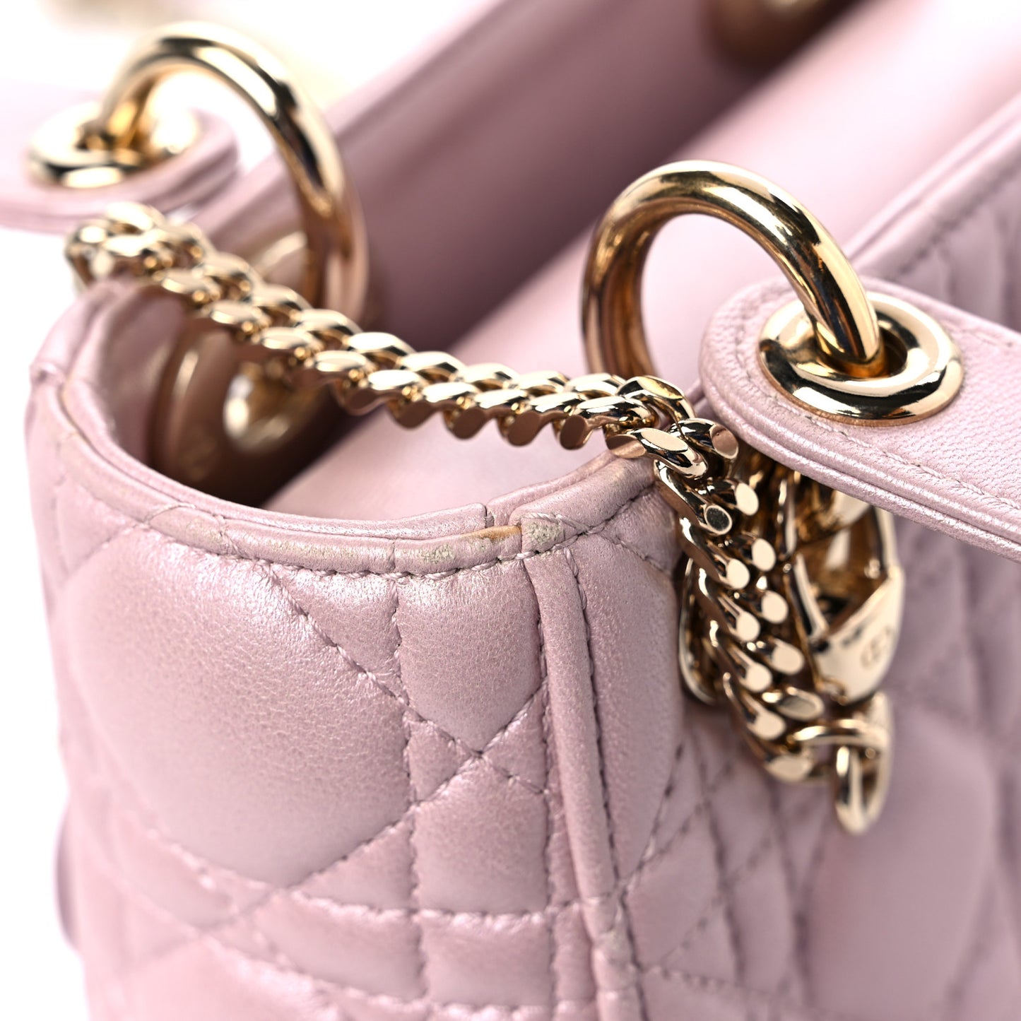 Metallic Lambskin Cannage Mini Lady Dior Lotus