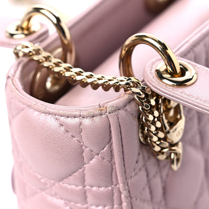 Christian Dior Metallic Lambskin Cannage Mini Lady Dior Lotus 15 of 17