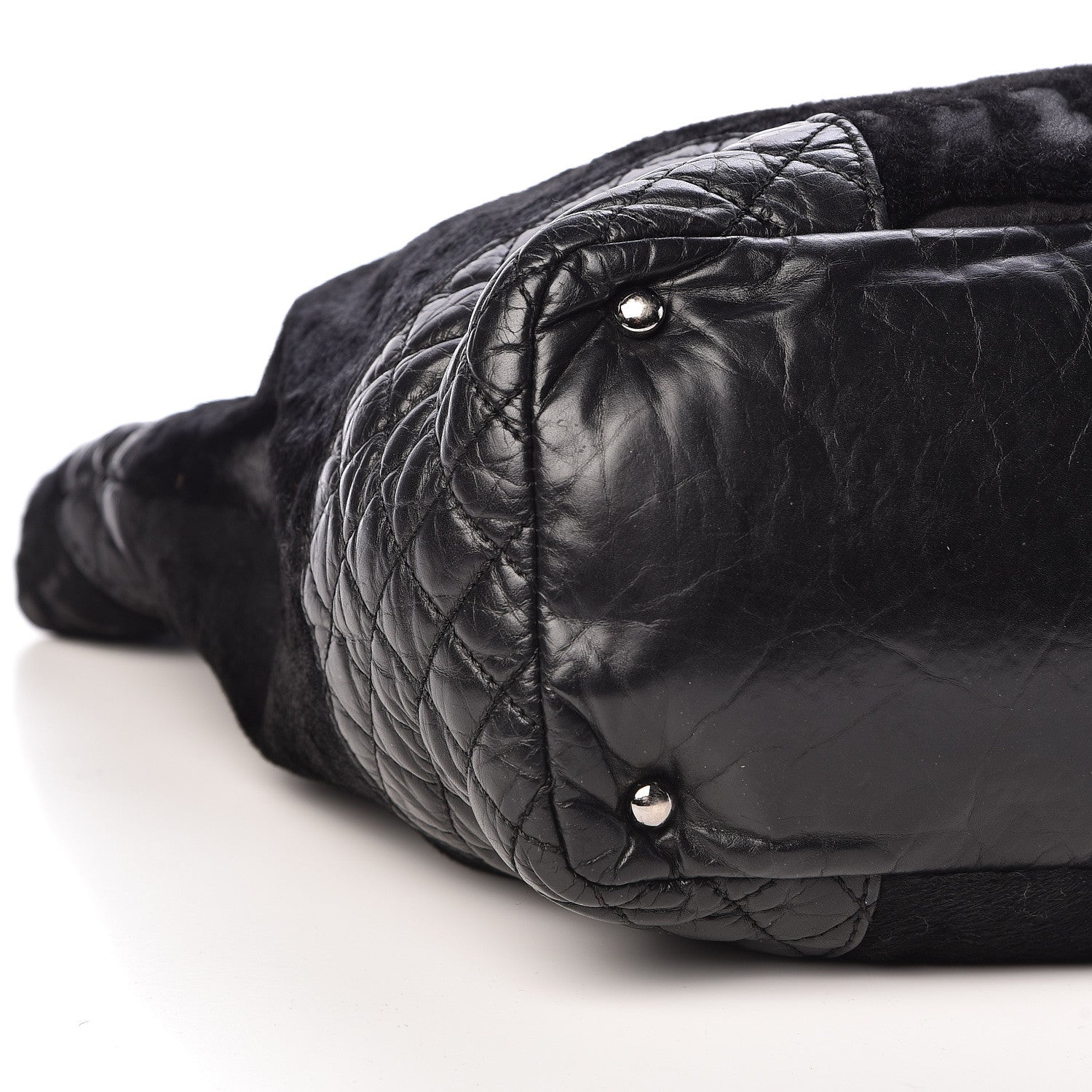 Chanel Pony Hair Quilted Drawstring Tote Black 8 of 10