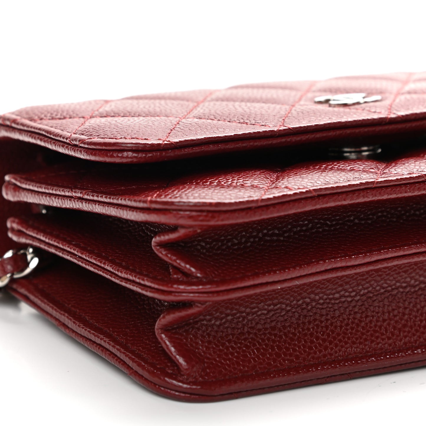 Caviar Quilted Mini Wallet On Chain WOC Red