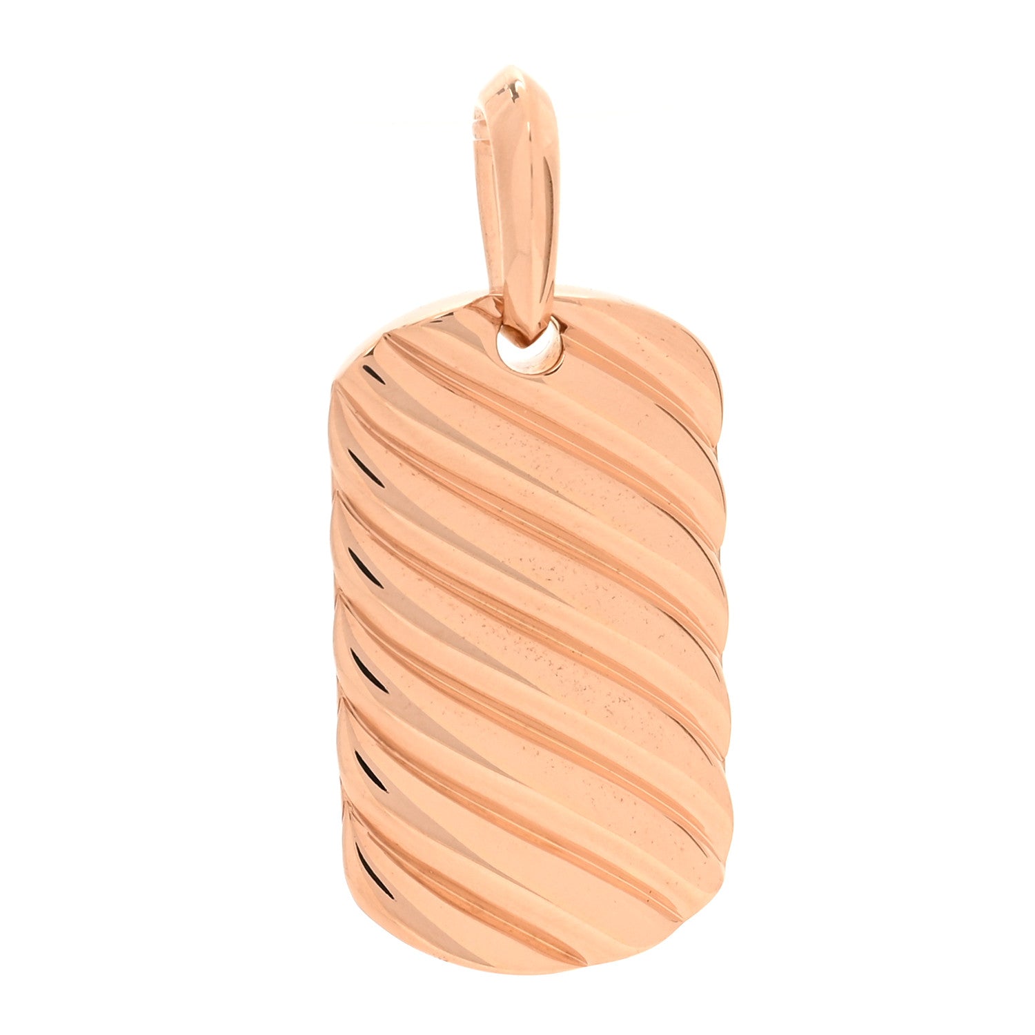 David Yurman 18K Rose Gold 27mm Chevron Dog Tag Pendant 1 of 4