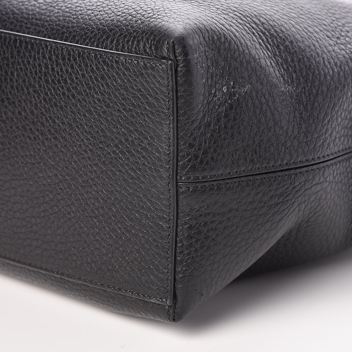 Grained Calfskin Rockstud Shoulder Tote Black