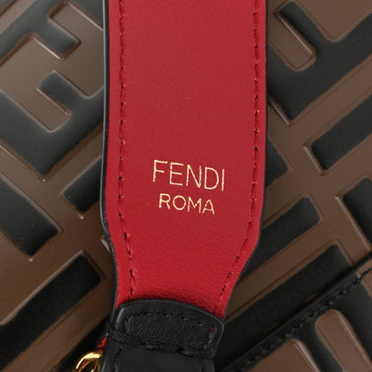 Fendi Vitello Grace F is Fendi Bi-Color FF 1974 Embossed Grande Mon Tresor Bucket Bag Maya Black Fragola 9 of 14