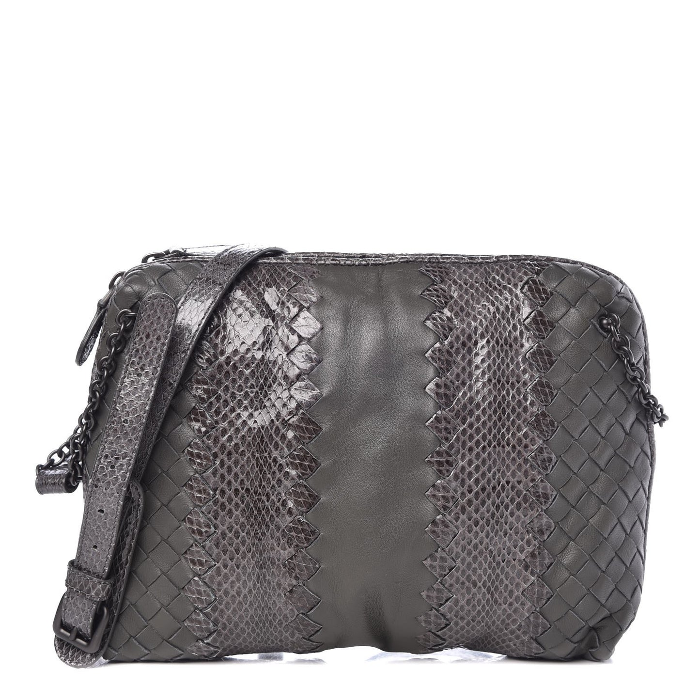 Nappa Intrecciato Ayers Crossbody Pillow Messenger Light Grey