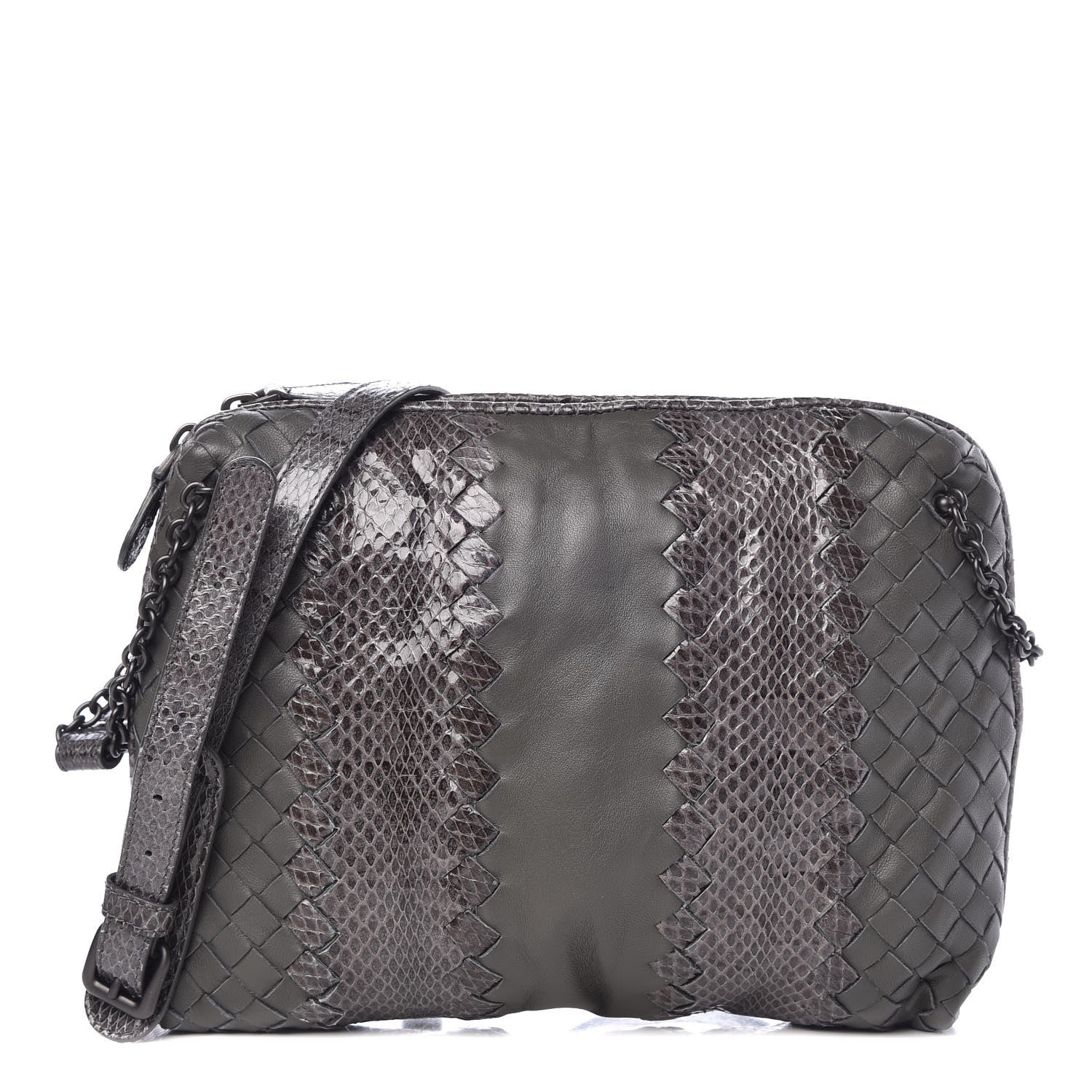 Bottega Veneta Nappa Intrecciato Ayers Crossbody Pillow Messenger Light Grey 1 of 8