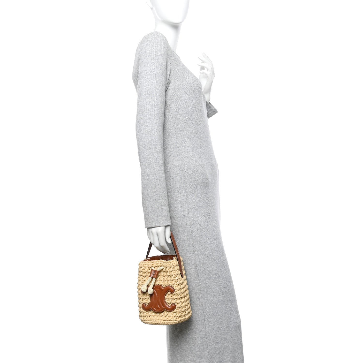 Celine Raffia Calfskin Drawstring Teen Natural Tan 2 of 9