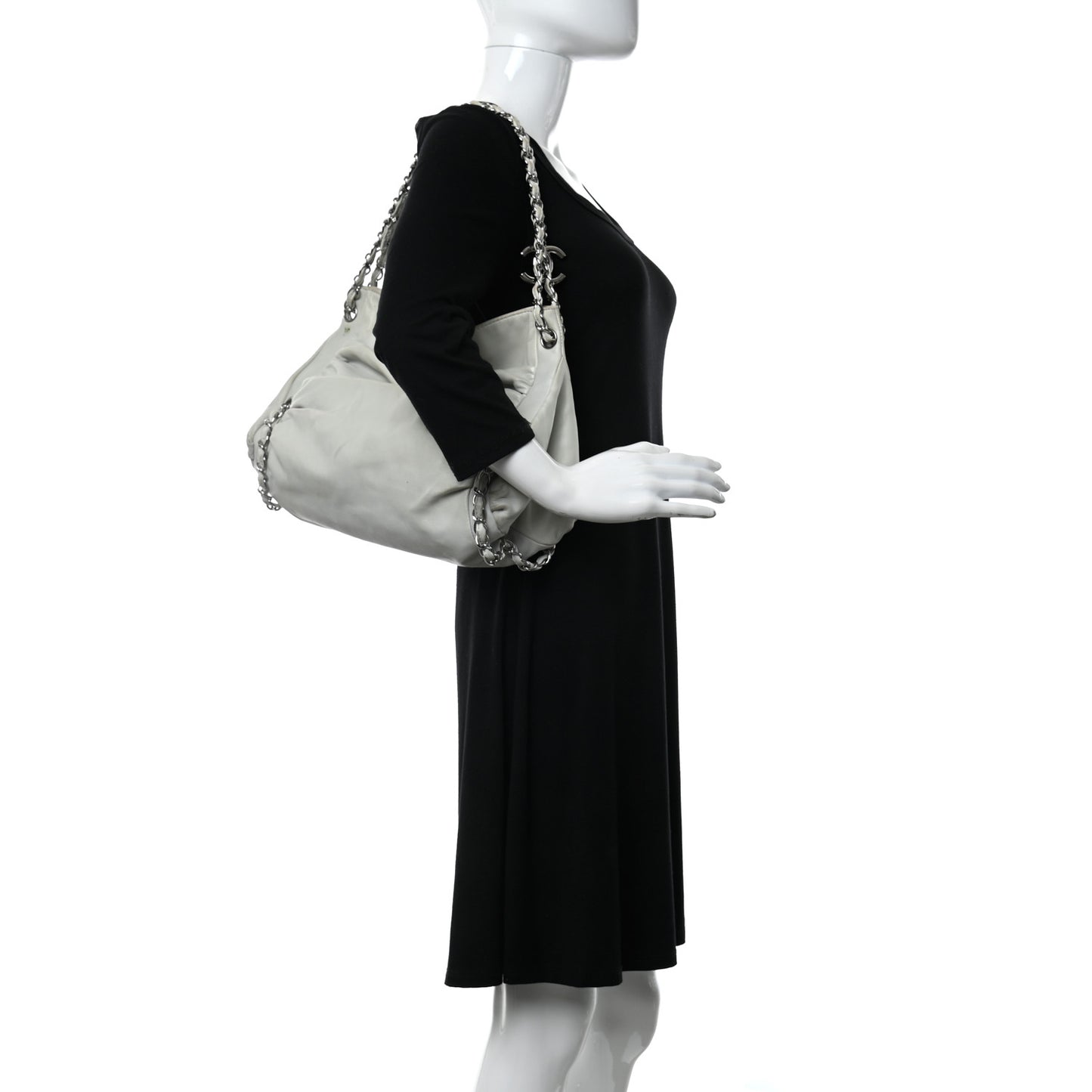 Lambskin Large Sharpei Shoulder Bag Grey