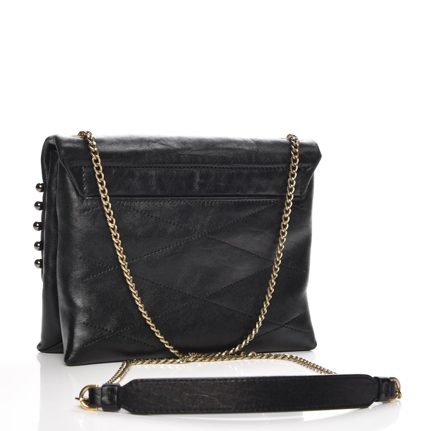 Lambskin Quilted Metal Pearl Mini Sugar Flap Shoulder Bag Black