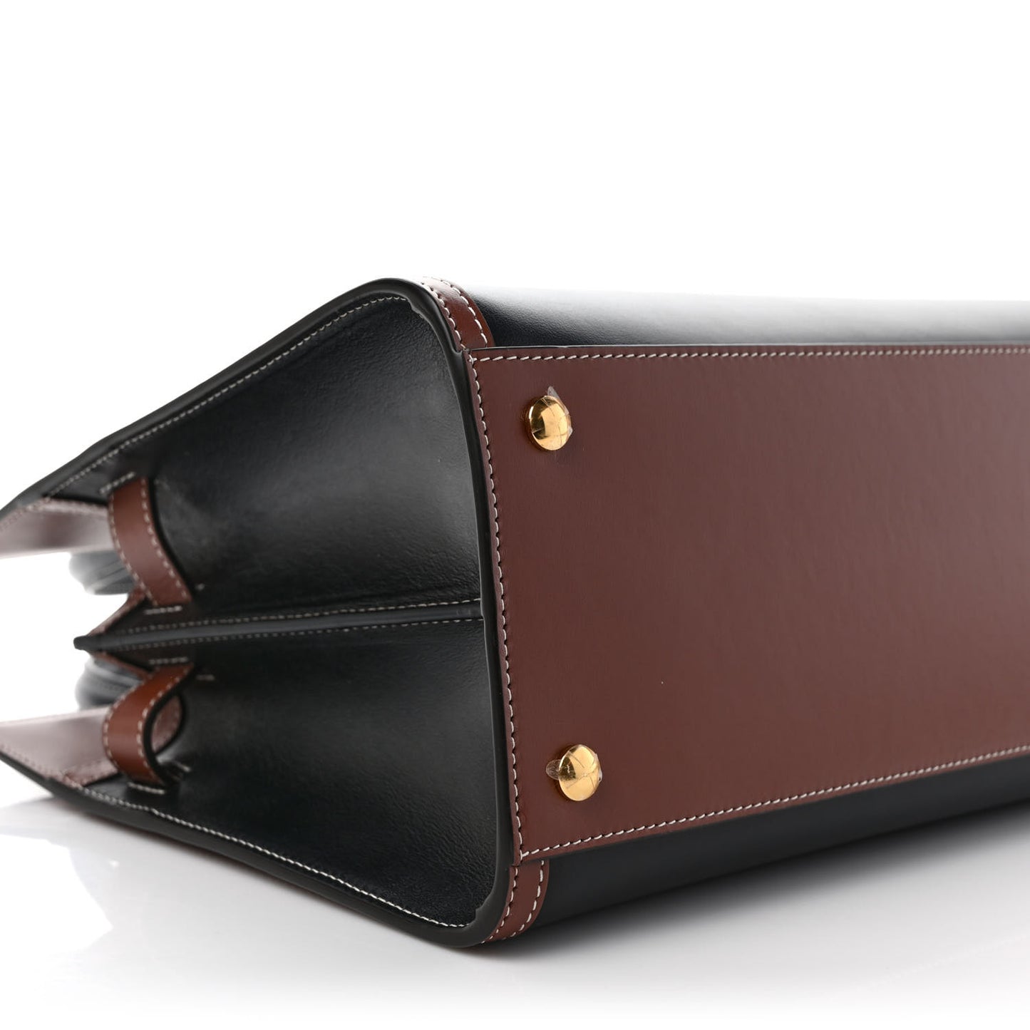 Calfskin Vintage Check Small Two Handle Title Bag Black