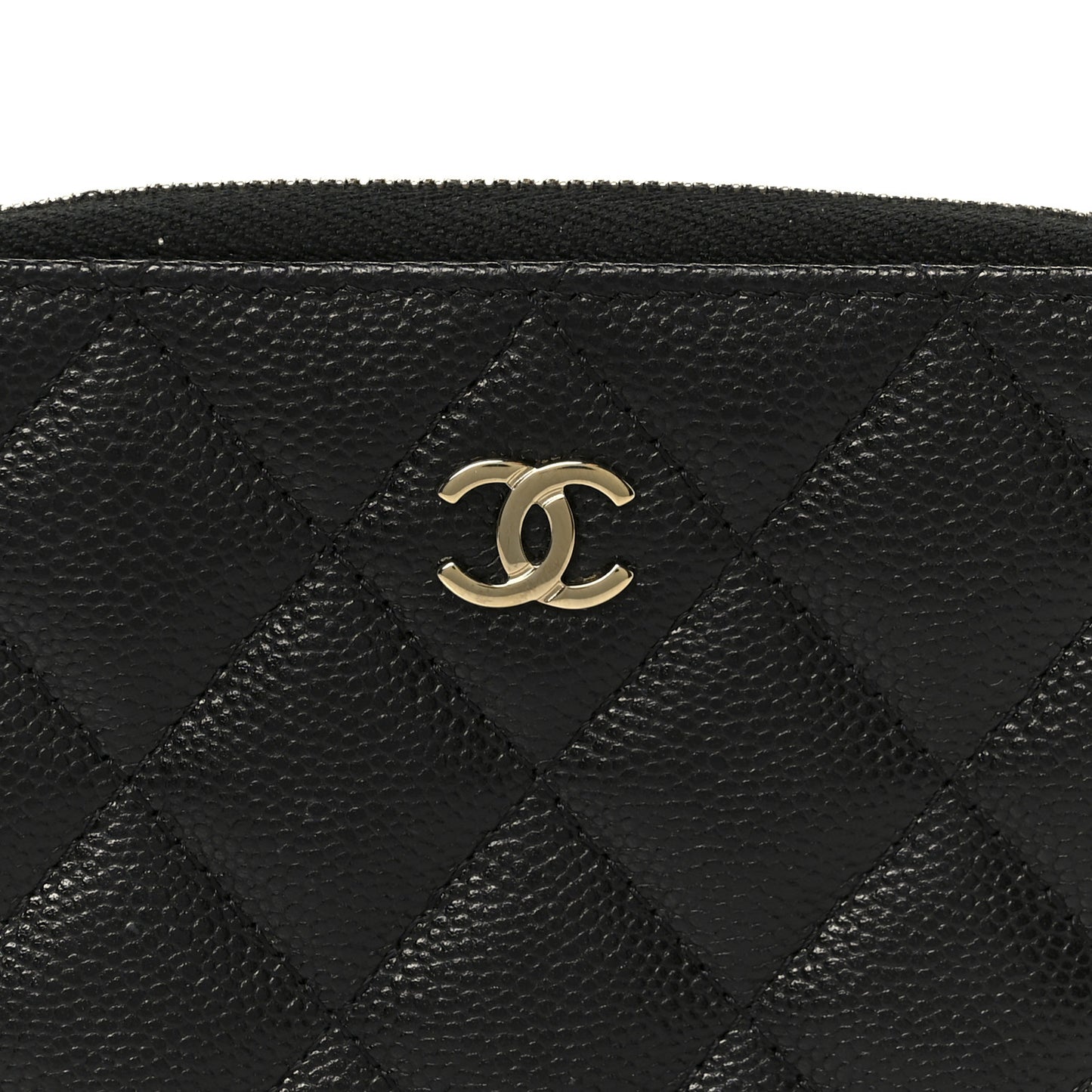 Caviar Quilted Small Zip Around Wallet Black