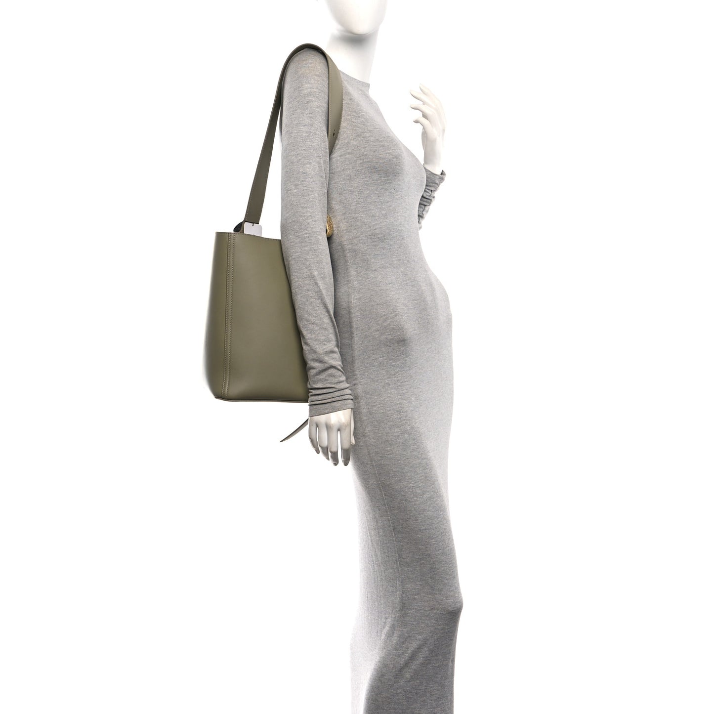 Smooth Calfskin Medium Pebble Bucket Bag Eucalyptus