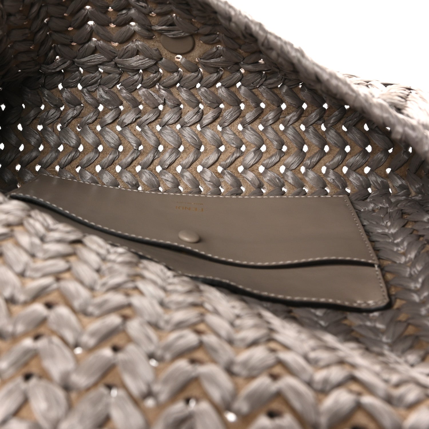 Fendi Paglia Vitello Grace FF Woven Baguette Tortora 5 of 9