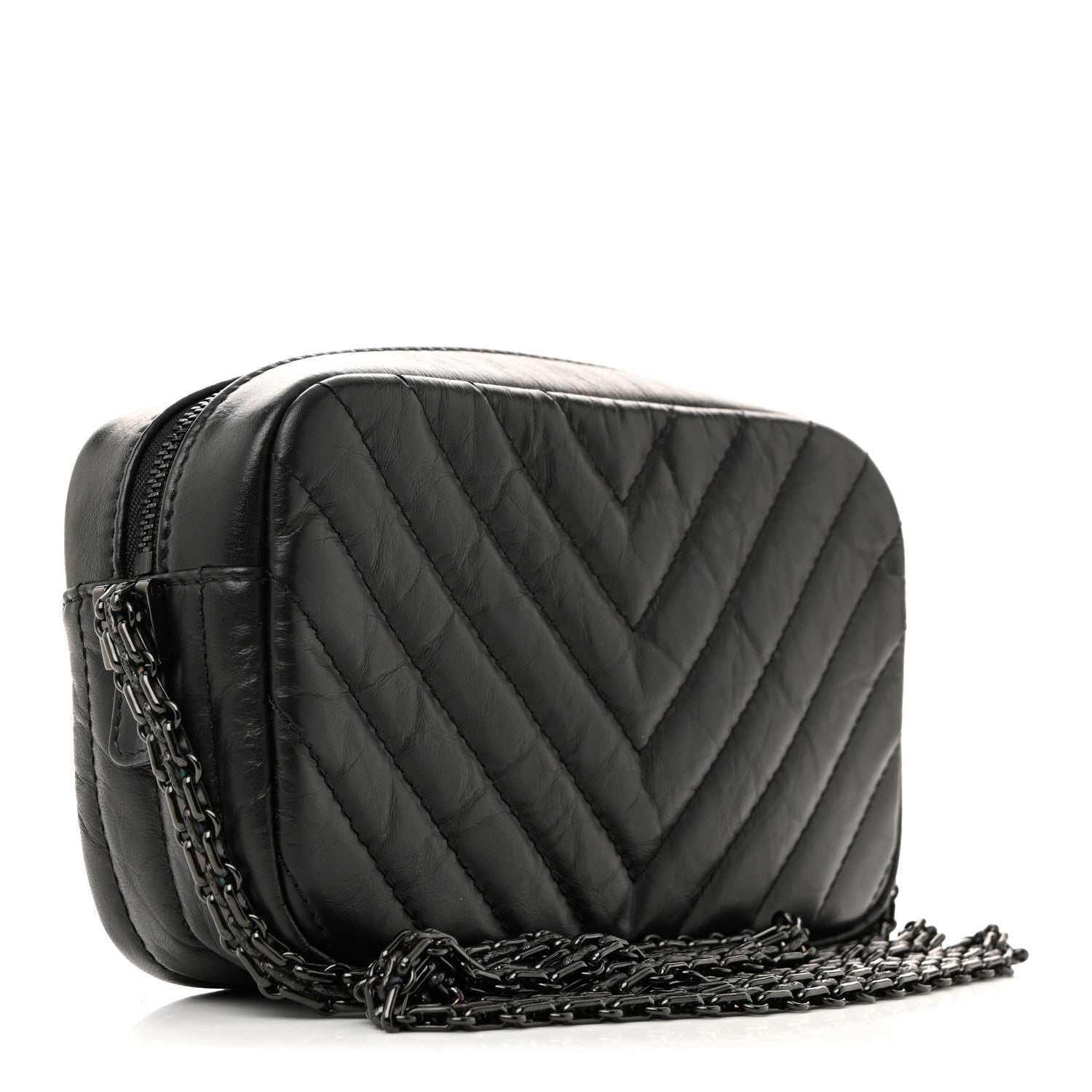 Chanel Aged Calfskin Chevron Mini Reissue Camera Case So Black 3 of 9
