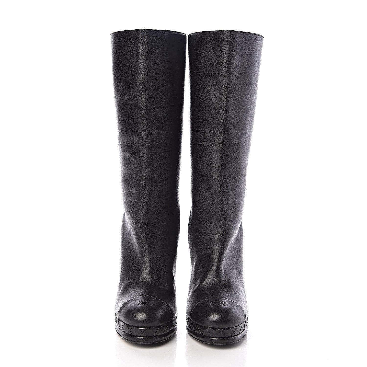 Chanel Lambskin CC Cap Toe High Boots 40 Black 2 of 6
