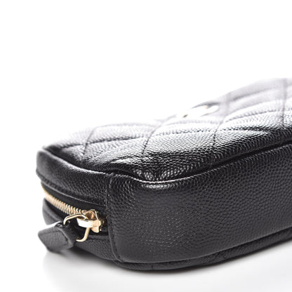 Chanel Caviar Quilted Small Curvy Pouch Cosmetic Case Black 8 of 9