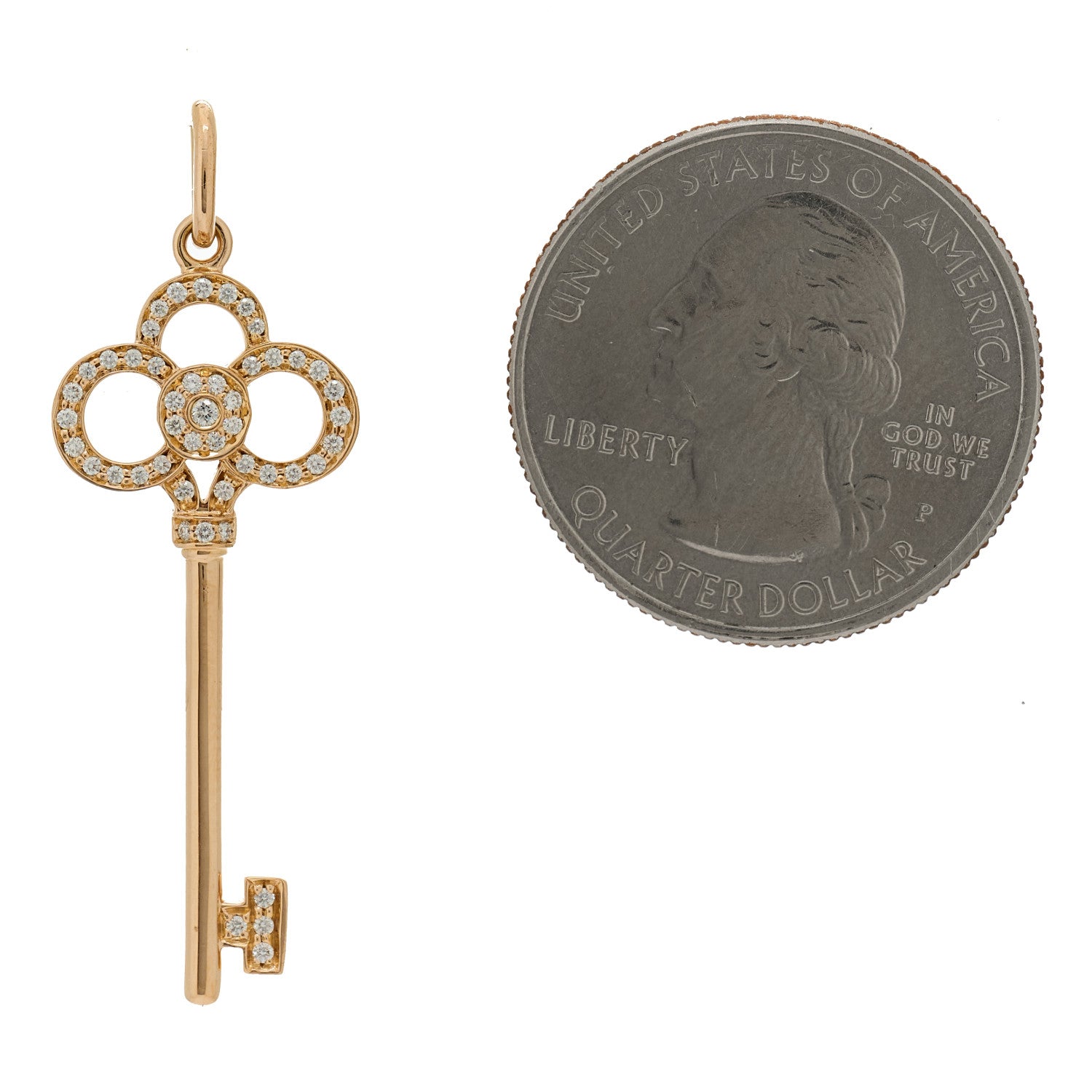 Tiffany 18K Rose Gold Diamond Crown Key Pendant 2 of 4