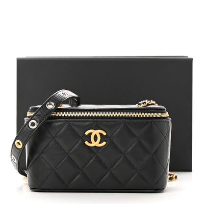 Chanel Goatskin Quilted Punk Essentials Vanity Case With Chain Black 11 of 11