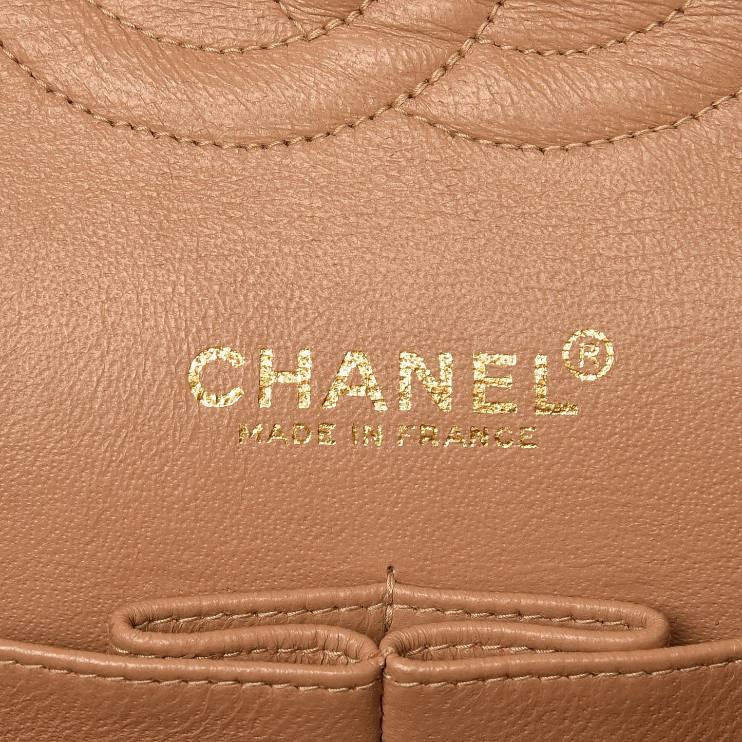 Lambskin Quilted Medium Double Flap Beige