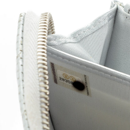 Chanel Perforated Metallic Lambskin Quilted Zip Around Wallet Light Silver 8 of 8