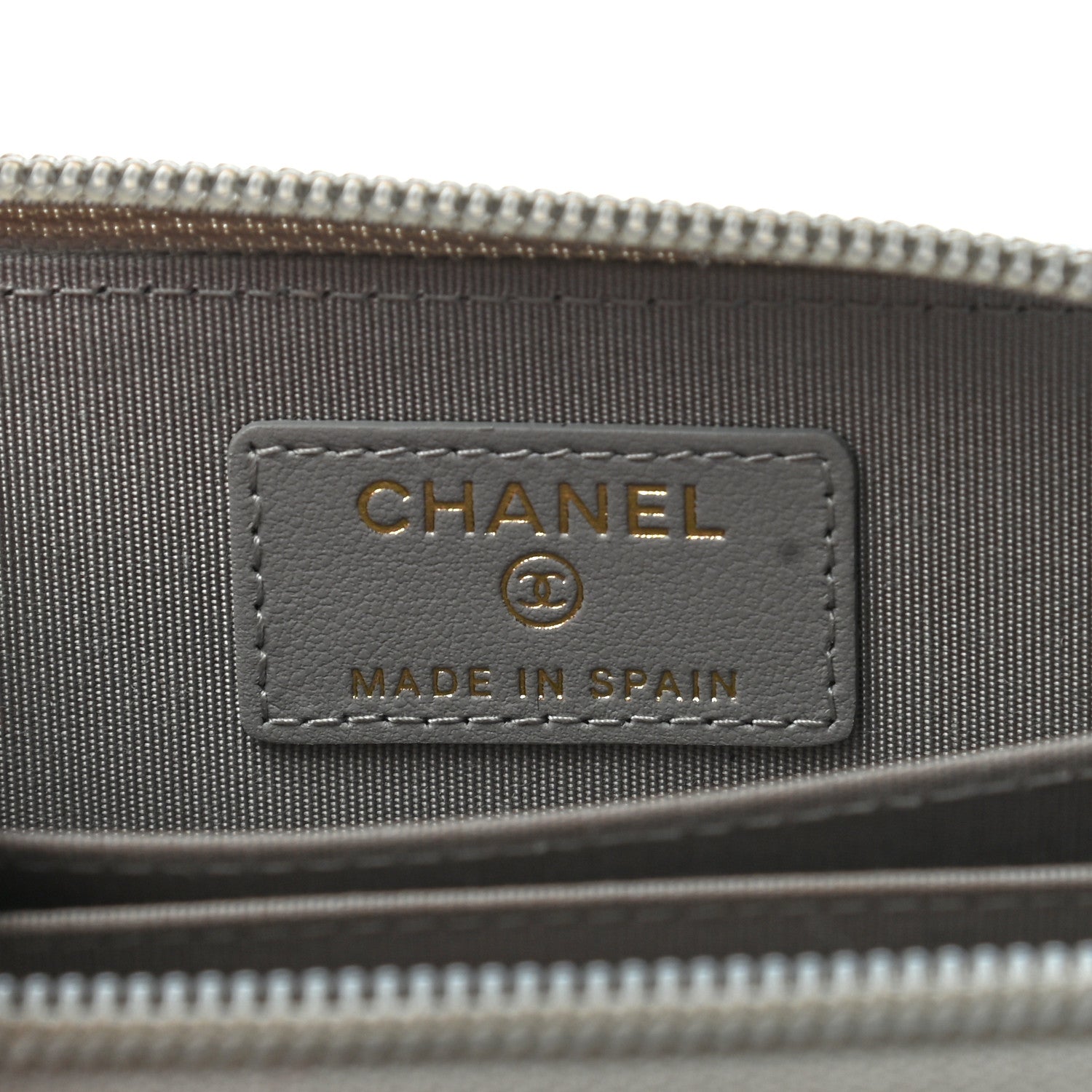 Chanel Caviar Quilted Boy Zip Around Coin Purse Wallet Grey 6 of 7