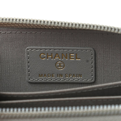 Chanel Caviar Quilted Boy Zip Around Coin Purse Wallet Grey 6 of 7