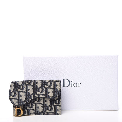 Christian Dior Oblique Saddle Card Holder Blue 8 of 8