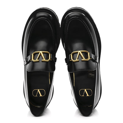 Valentino Garavani Calfskin Vlogo Loafers 37.5 Black 2 of 10