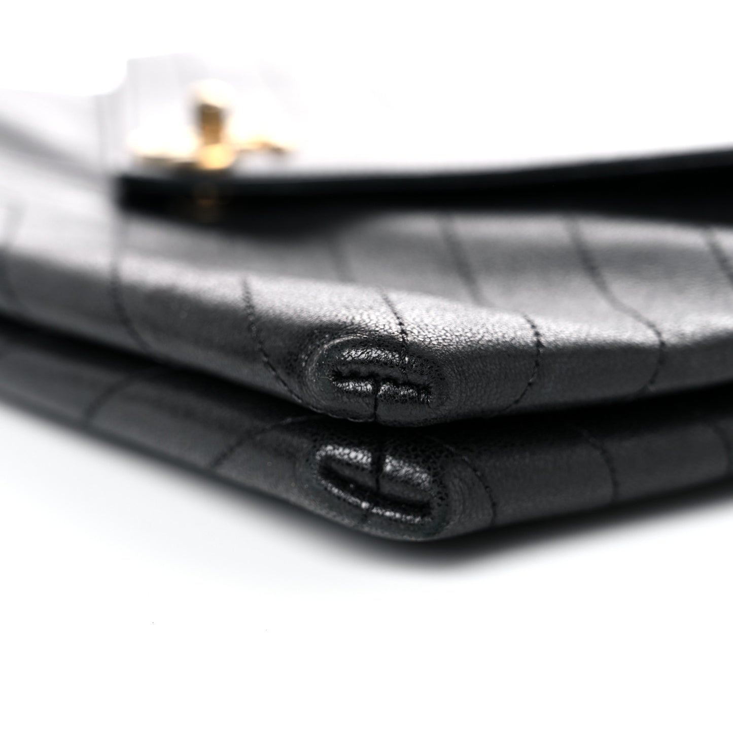 Lambskin Chevron Quilted Envelope Clutch Black