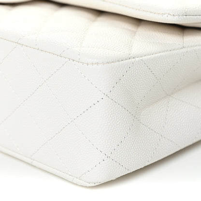 Chanel Caviar Quilted Medium Double Flap White 10 of 13