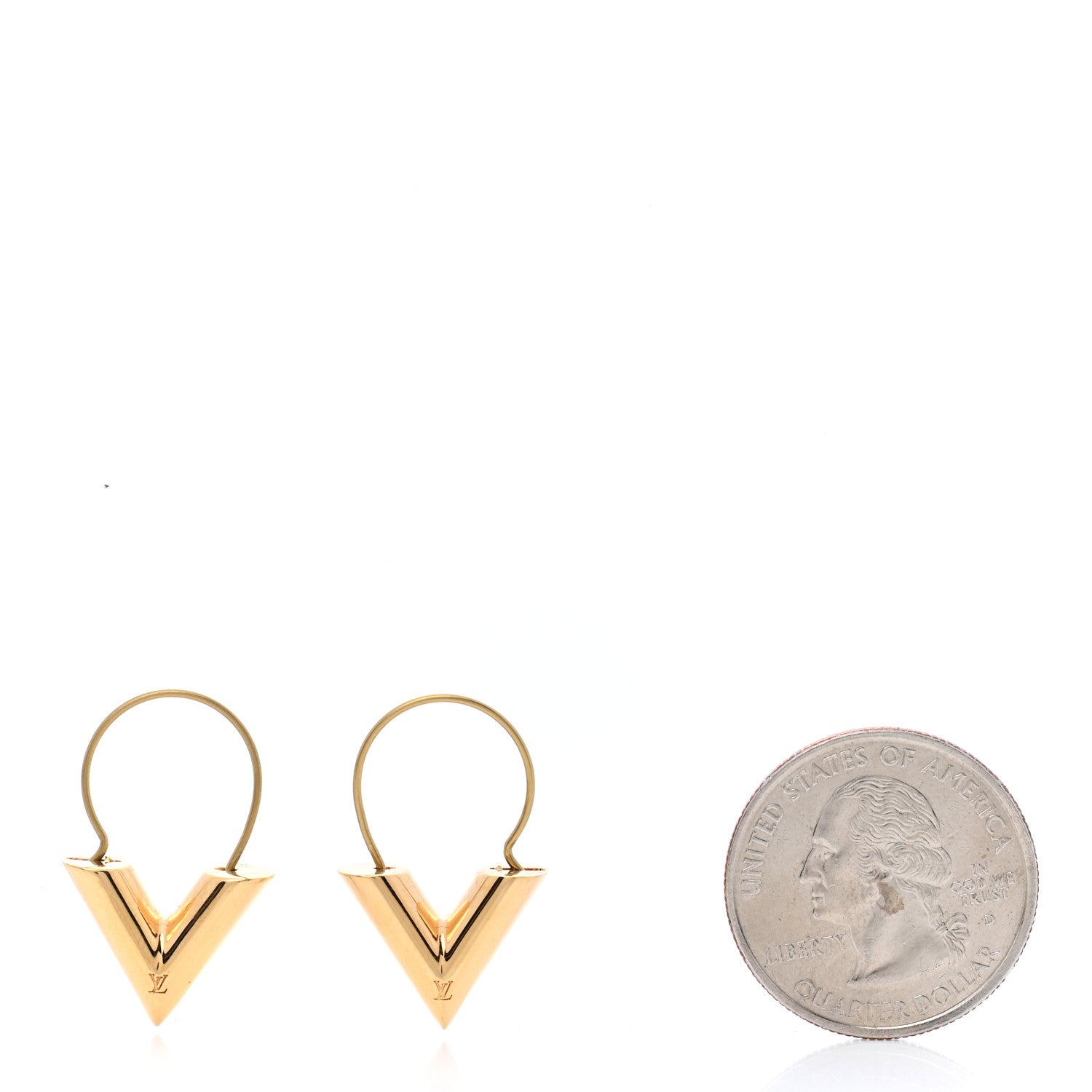 Louis Vuitton Brass Essential V Hoop Earrings Gold 2 of 5