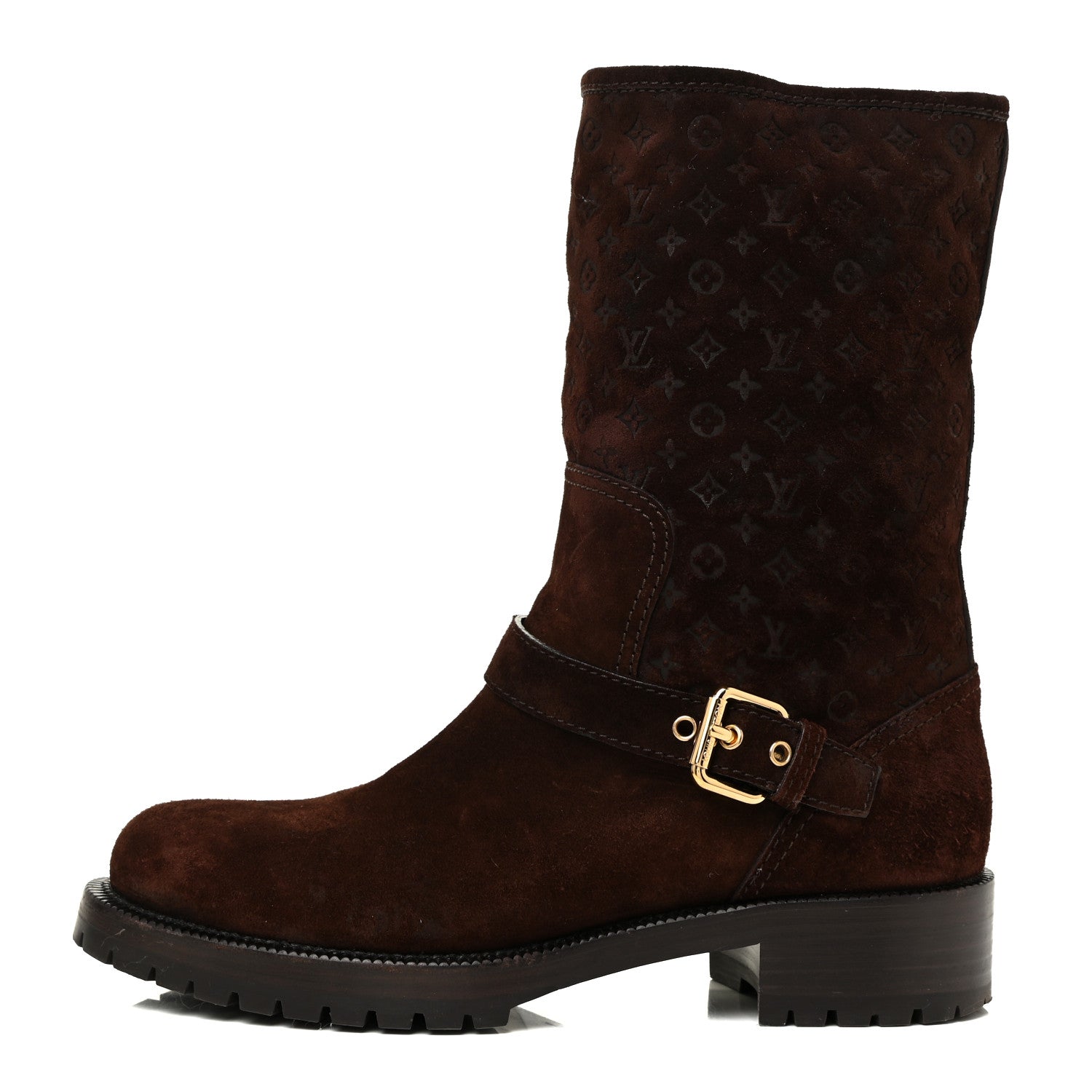Louis Vuitton Suede Monogram Low Boots 37.5 Brown 1 of 8