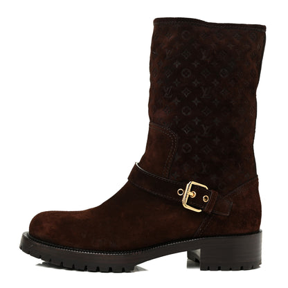 Louis Vuitton Suede Monogram Low Boots 37.5 Brown 1 of 8