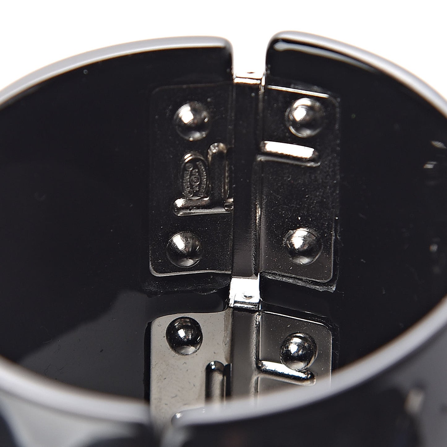 Resin Crystal CC Bow Wide Cuff Black