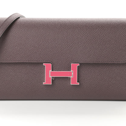 Hermes Epsom Enamel Constance Long Wallet To Go Wallet Rouge Sellier Framboise 8 of 11