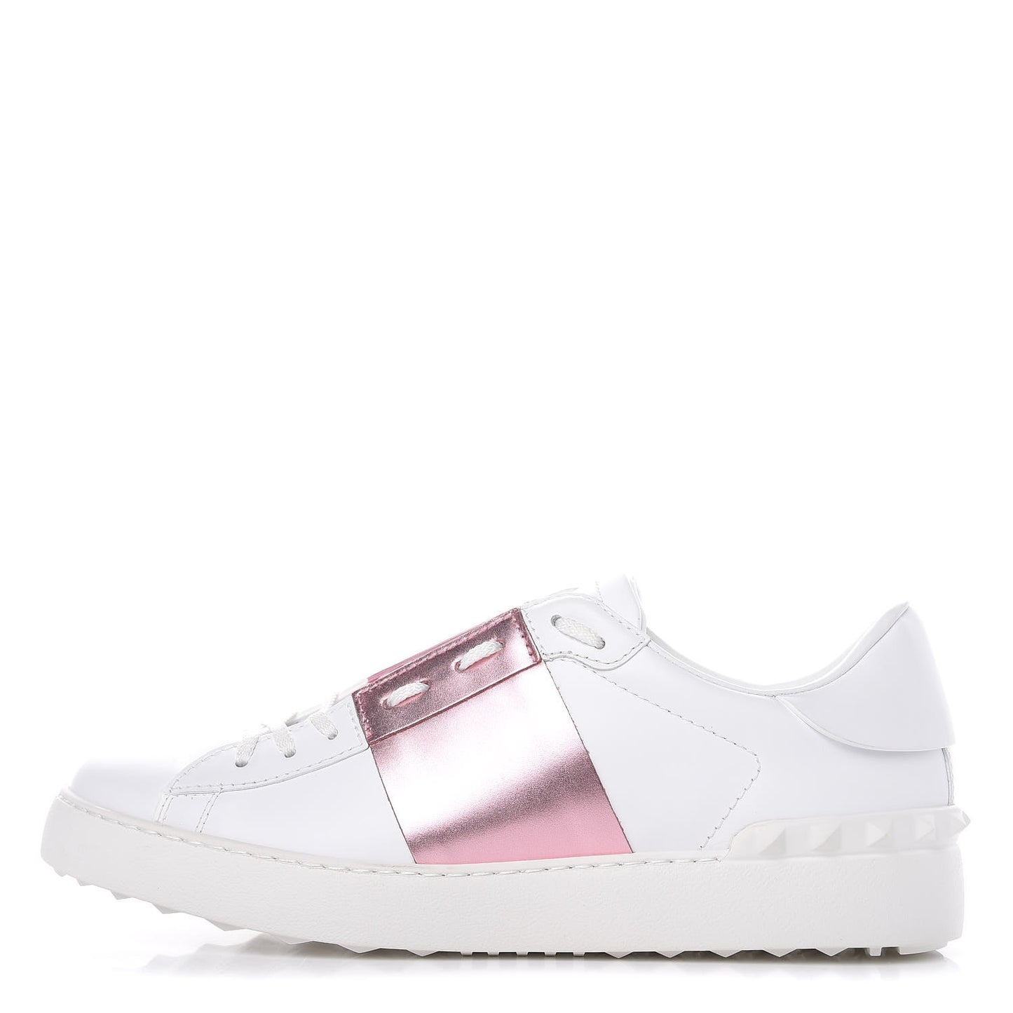 Calfskin Womens Rockstud Open Sneakers 41 White Giacinto