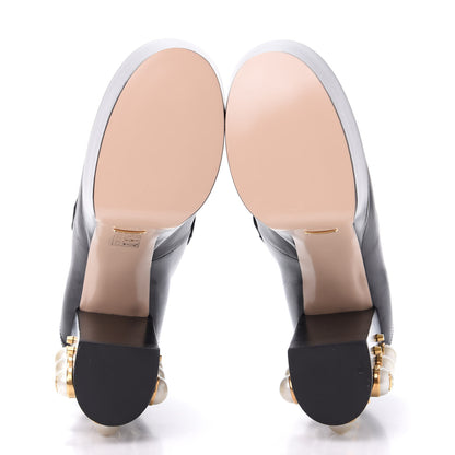 Gucci Malaga Kid Pearl Studded Vegas Platform Loafers 38 Black 6 of 10