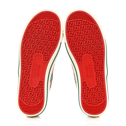 Gucci Cotton Wool Web Houndstooth Interlocking G Womens 1977 Tennis Sneakers 36 Red Green 5 of 9