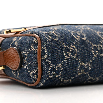 Gucci New Denim GG Monogram Dollar Calfskin Mini Ophidia Shoulder Bag Blue Tea Cuir Epilog 9 of 10