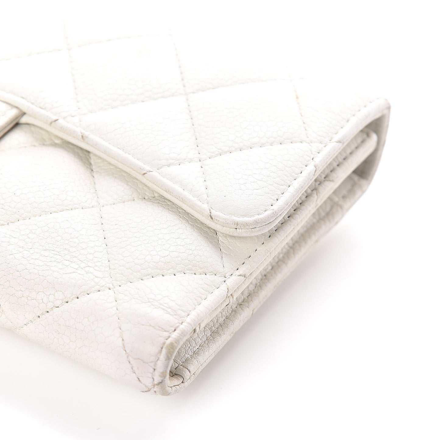Caviar Quilted Large Flap Wallet White