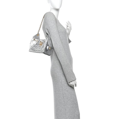 Chanel Metallic Aged Calfskin Quilted Mini Chanel 25 Handbag Silver 2 of 11